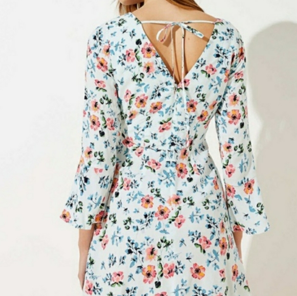 Loft floral tie back bell sleeve summer dress - Picture 8 of 8